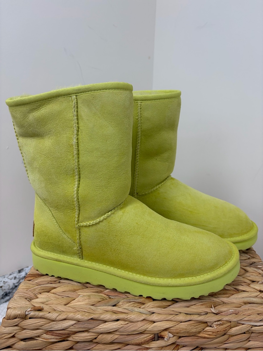 UGG Women's Neon Lime Suede Short Winter Boot